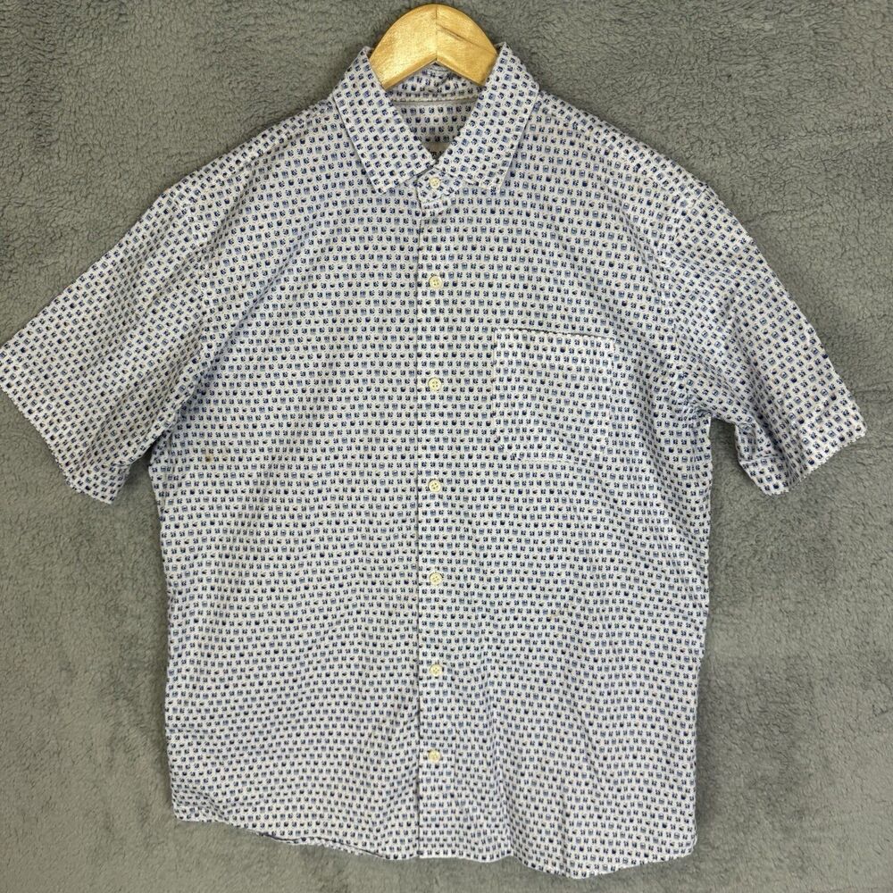 Peter Millar Shirt Mens M Cocktail Print Button Up Short Sleeve‎ Cotton